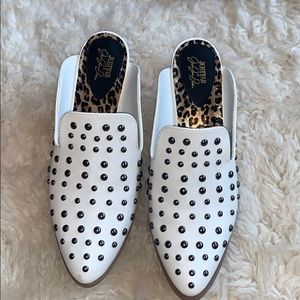 White studded mules
